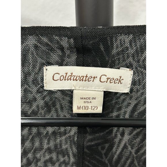 Coldwater Creek Womens Black White Leaf Print Wrap Top Sz Medium - Picture 5 of 9
